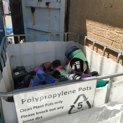 Plastic garden pots at CLAW Environmental